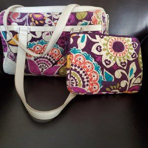 Vera Bradley satchel and coordinating cosmetic bag